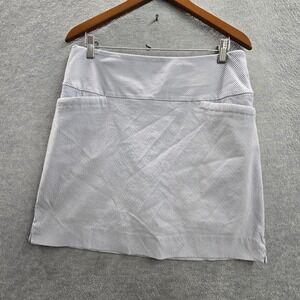 S.C.&CO. Women Skirt L/G Blue Nylon Rayon Skort Striped Tummy Control